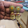 Lakshmi Sunburst CZ Jhumka with Kempu & Pearl Drops | Temple Earrings