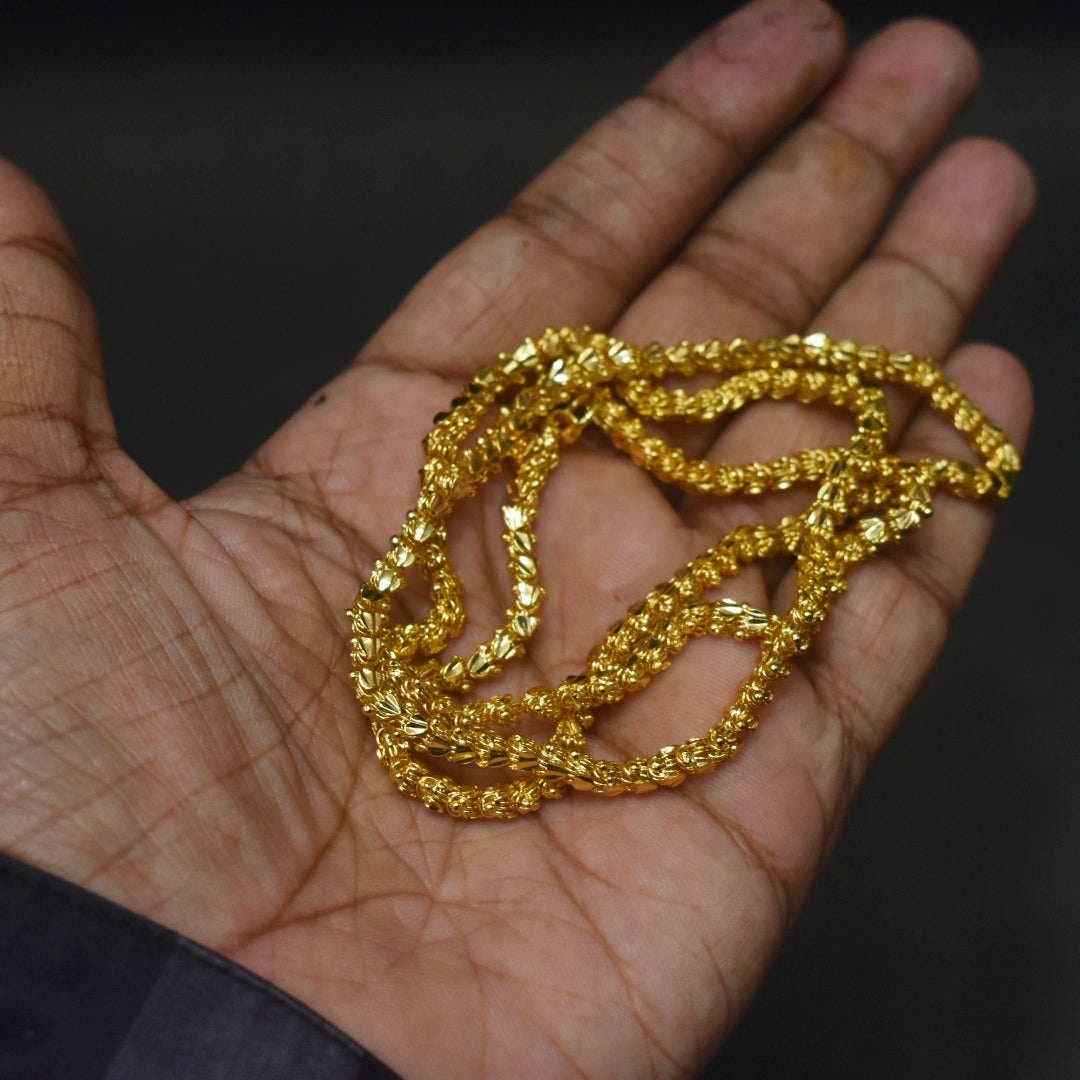 24K Gold Plated Chandramukhi Chain - 24 Inches