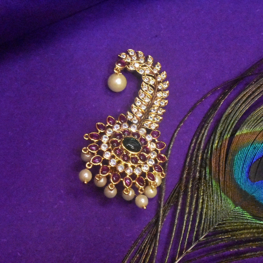 Asp Kalangi For Safa - 24K Gold Plated Zircon Brooch Style Wedding Accessory