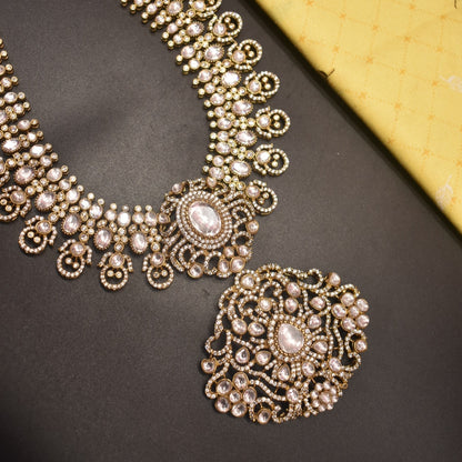 "Radiant Elegance: The Asp Fashion Kundan Long Necklace Set"