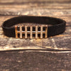 Asp 925 Rose Gold Abstract Bold Black Strap Bracelet