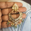 Zircon Temple Earrings with Mint Green Beads