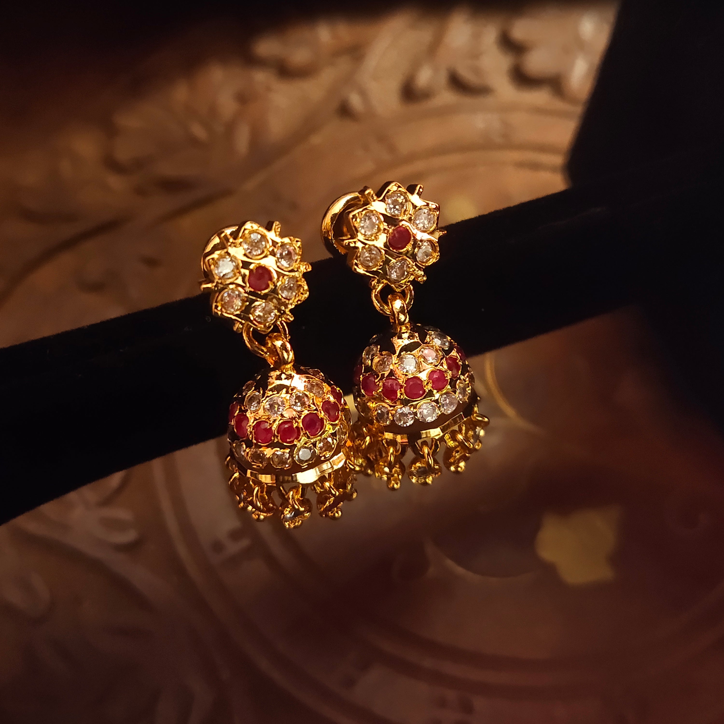 Copper Multicolor One Gram Jhumki Design Gold Plated Earring With Ring For  Woman, Golden at Rs 994/pair in Mumbai