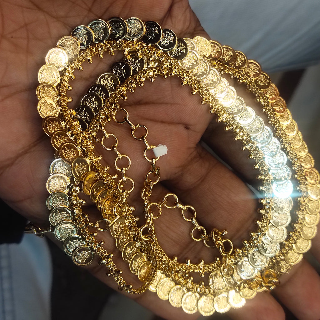 24K Gold Plated Kasulaperu Traditional South Indian Necklace - 24 Inches