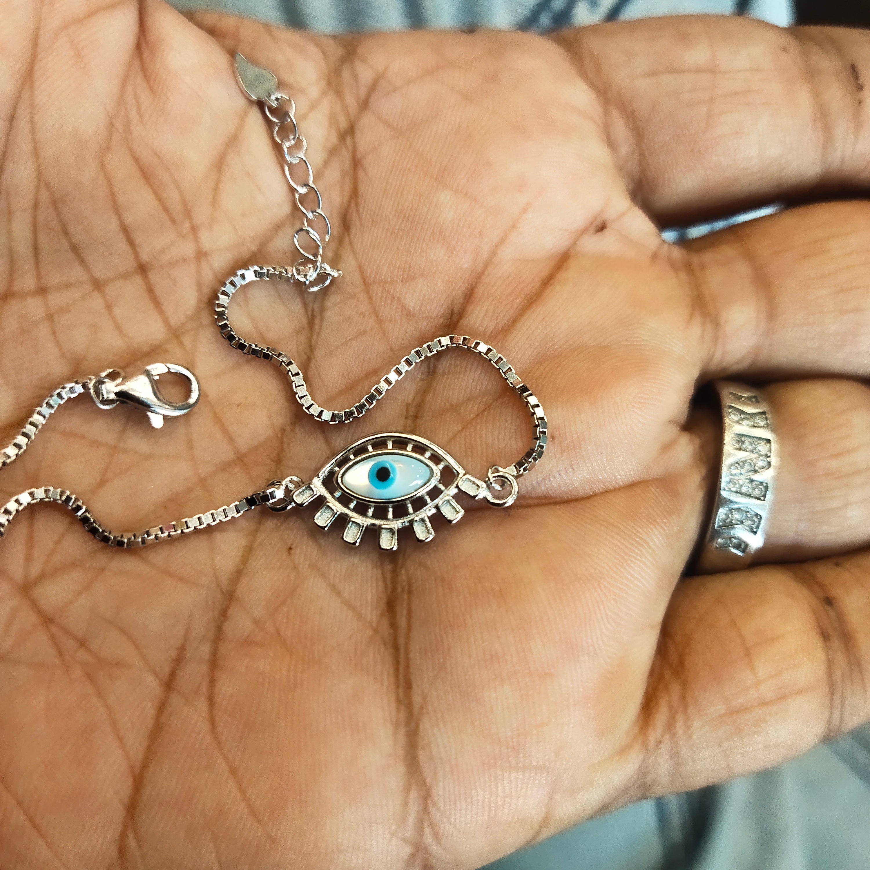 Asp Pure Sterling Silver Evil Eye Bracelet