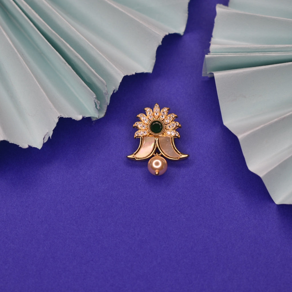 Handcrafted CZ Puligoru Locket for Kids with Pearl - 24K Gold 4 Grams