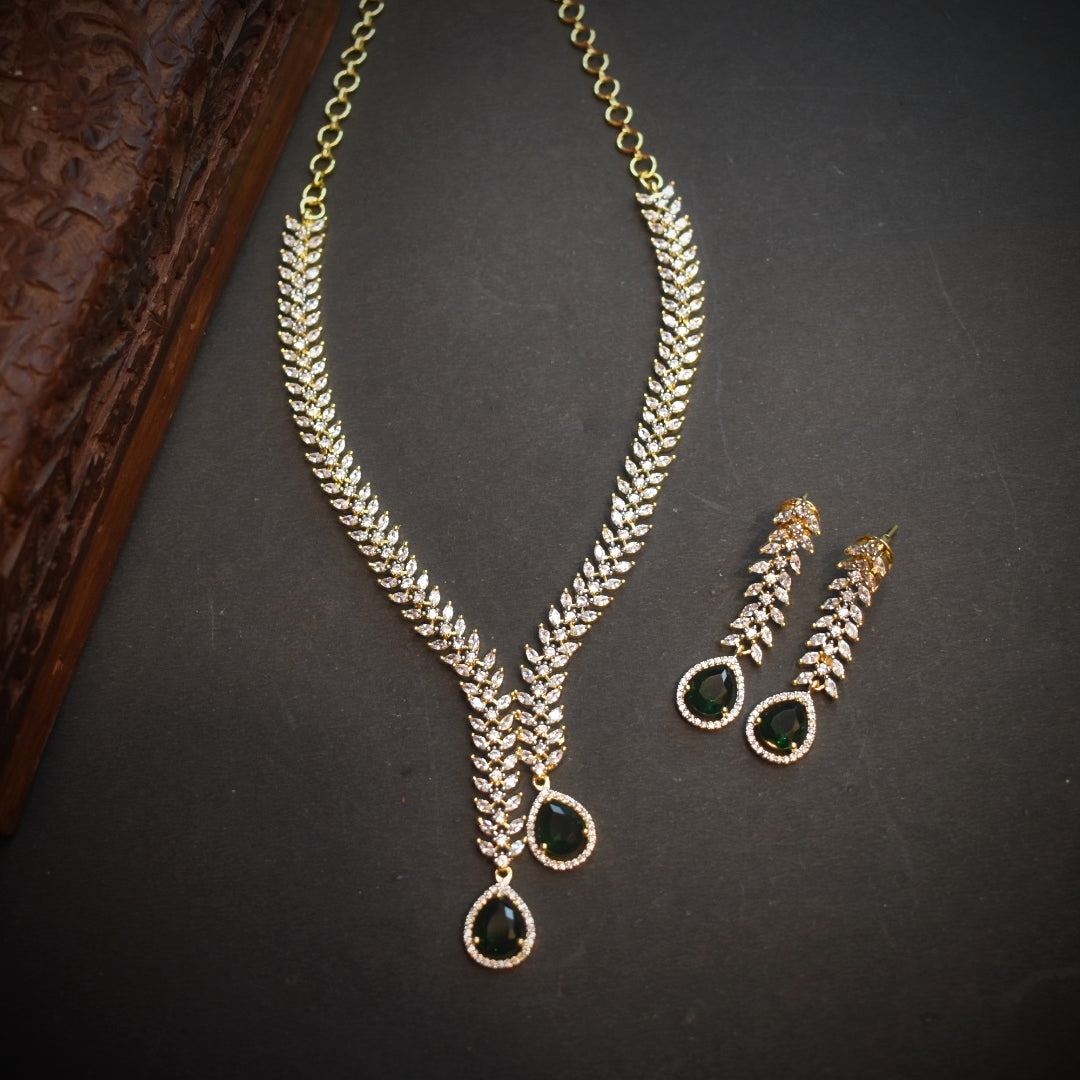 Asp Rhodium-Gold CZ Necklace Set