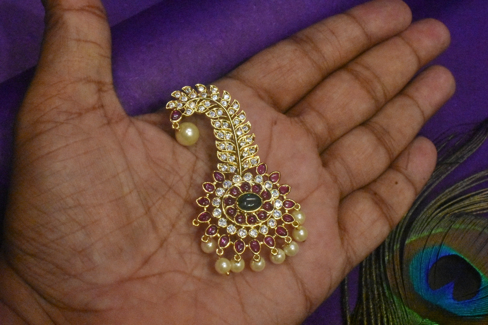 Asp Kalangi For Safa - 24K Gold Plated Zircon Brooch Style Wedding Accessory