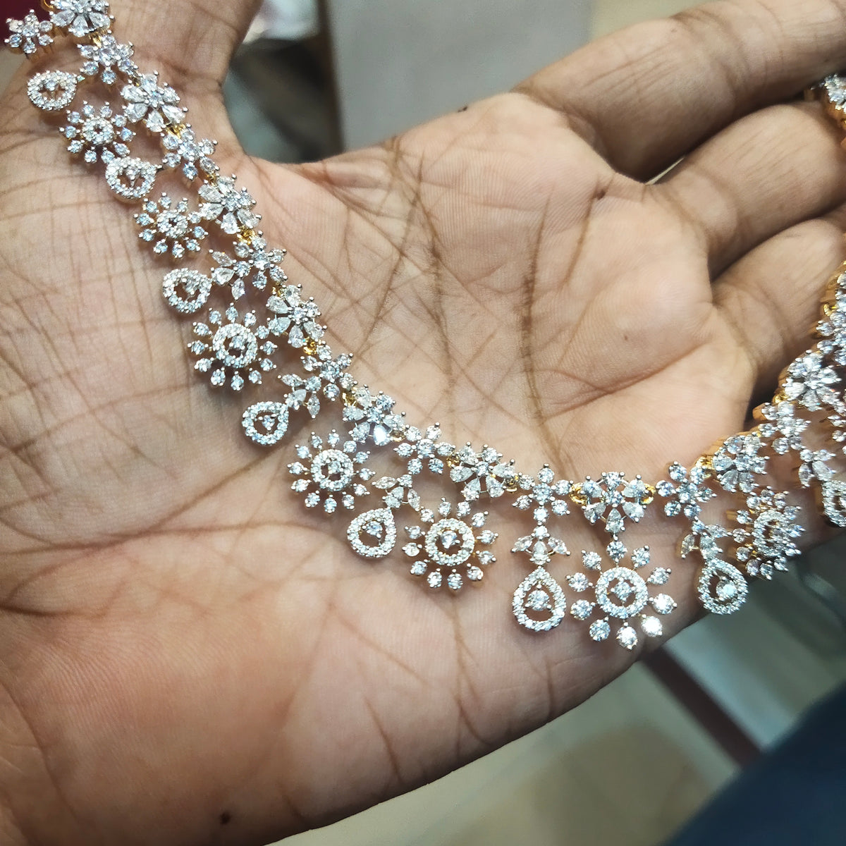 Luxe White Zircon Necklace & Earrings - Rhodium Gold