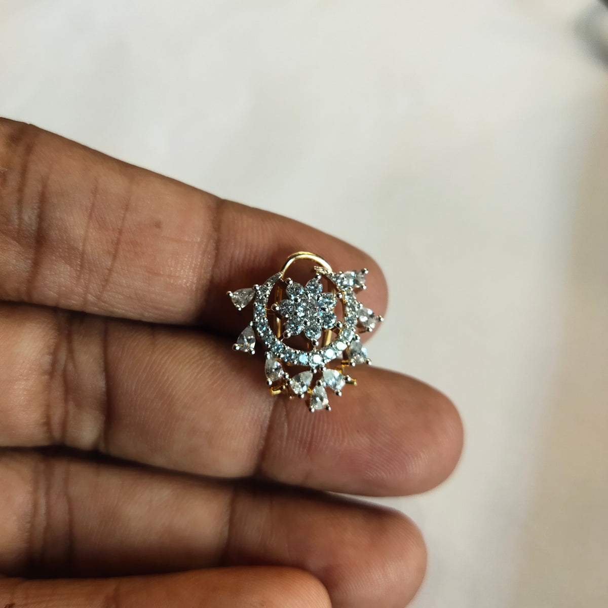 Asp Rhodium-Gold Plated Zircon Nose Pin - No Piercing Needed