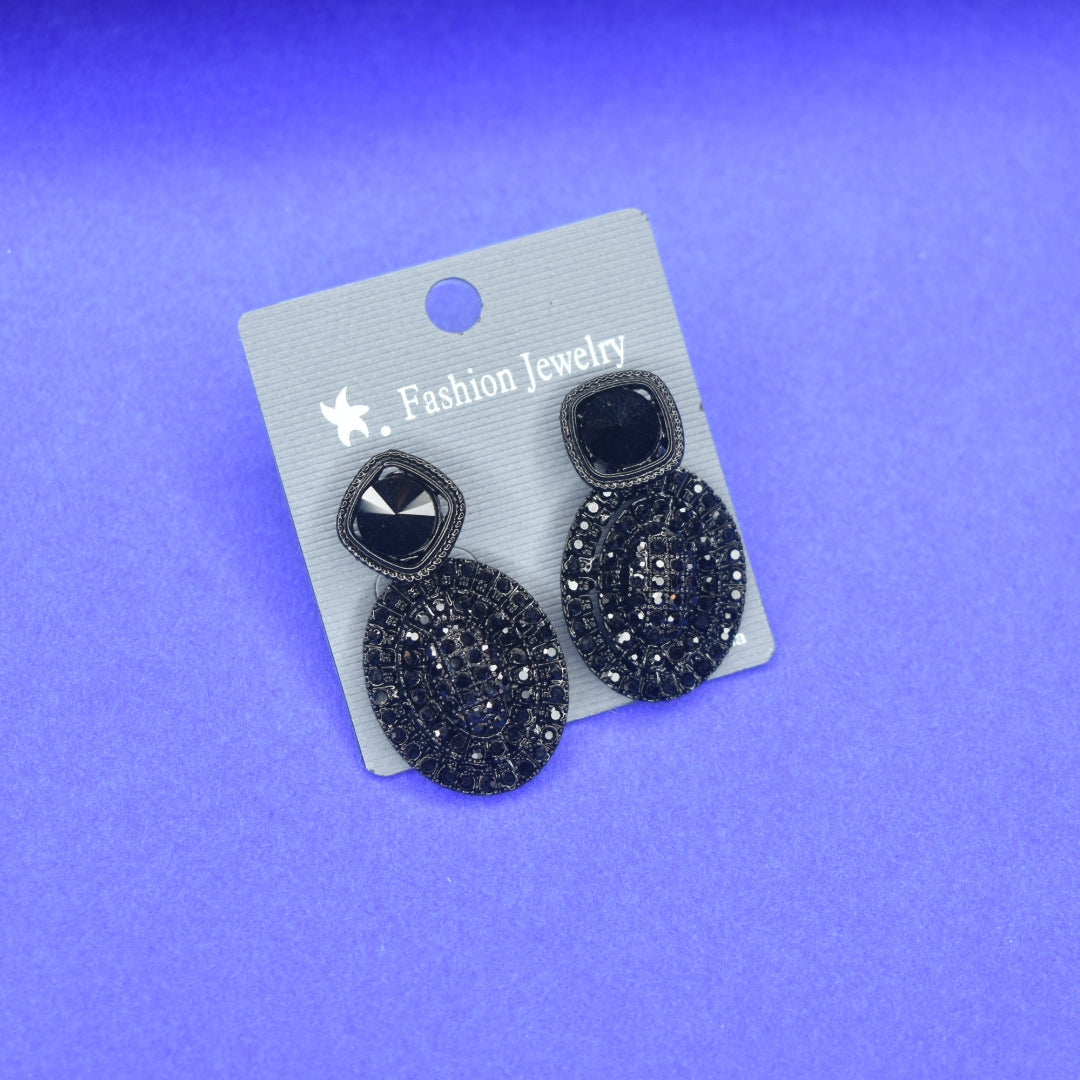 Shimmering Night Black Crystal Earrings - Elegant Office Jewelry