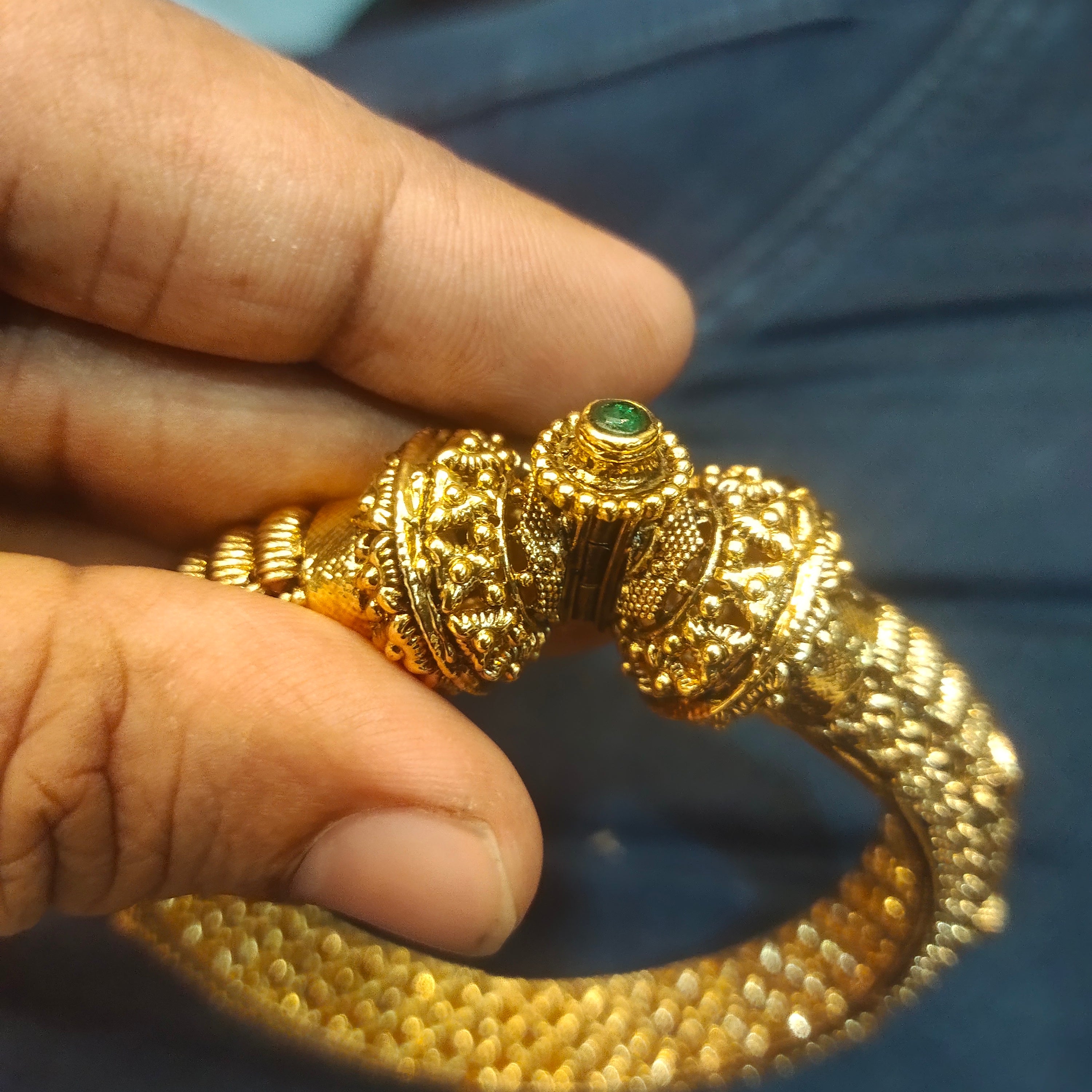 Antique Finish 24K Gold Plated Openable Kada for Men (Size 2-8)