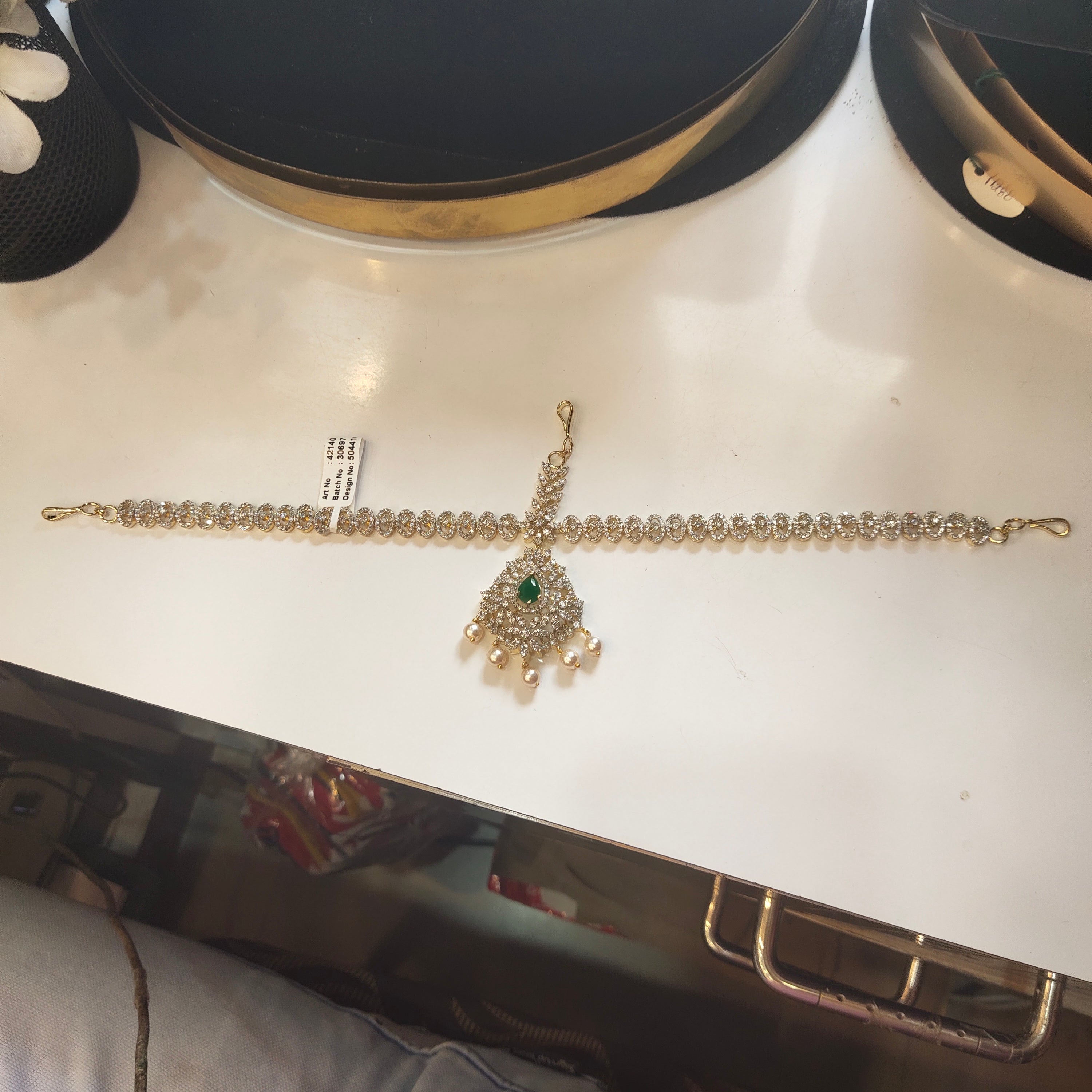 Rhodium Gold Plated Bridal Mathapatti - Traditional Indian Wedding Jewelry