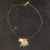 Kundan Elephant Pendant Necklace with Teal Bead Drops – Gold Tone Temple Jewellery
