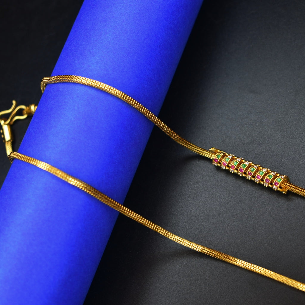 Elegant 24K Gold Plated Mugappu Chain - Premium South Indian Design