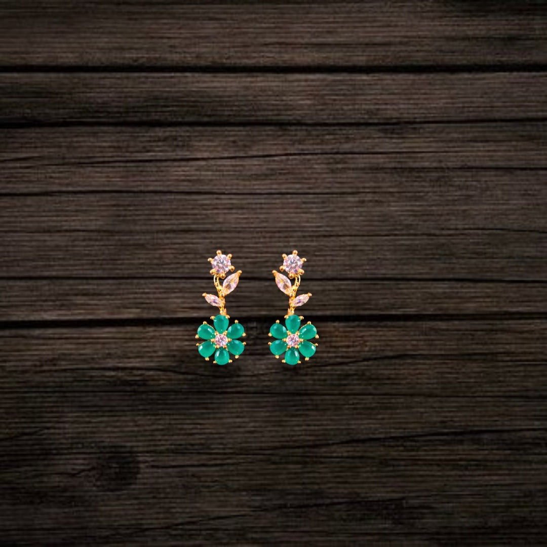 Asp Fashion Jewellery Green Cz Earrings Set