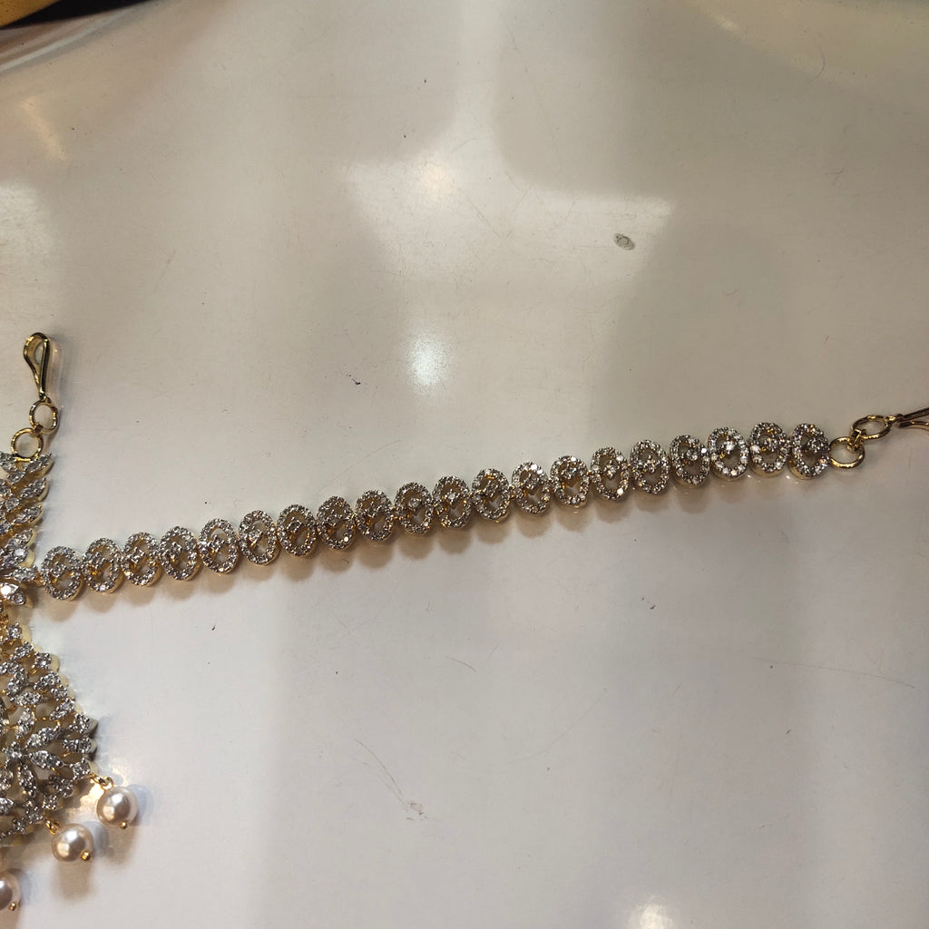 Rhodium Gold Plated Bridal Mathapatti - Traditional Indian Wedding Jewelry