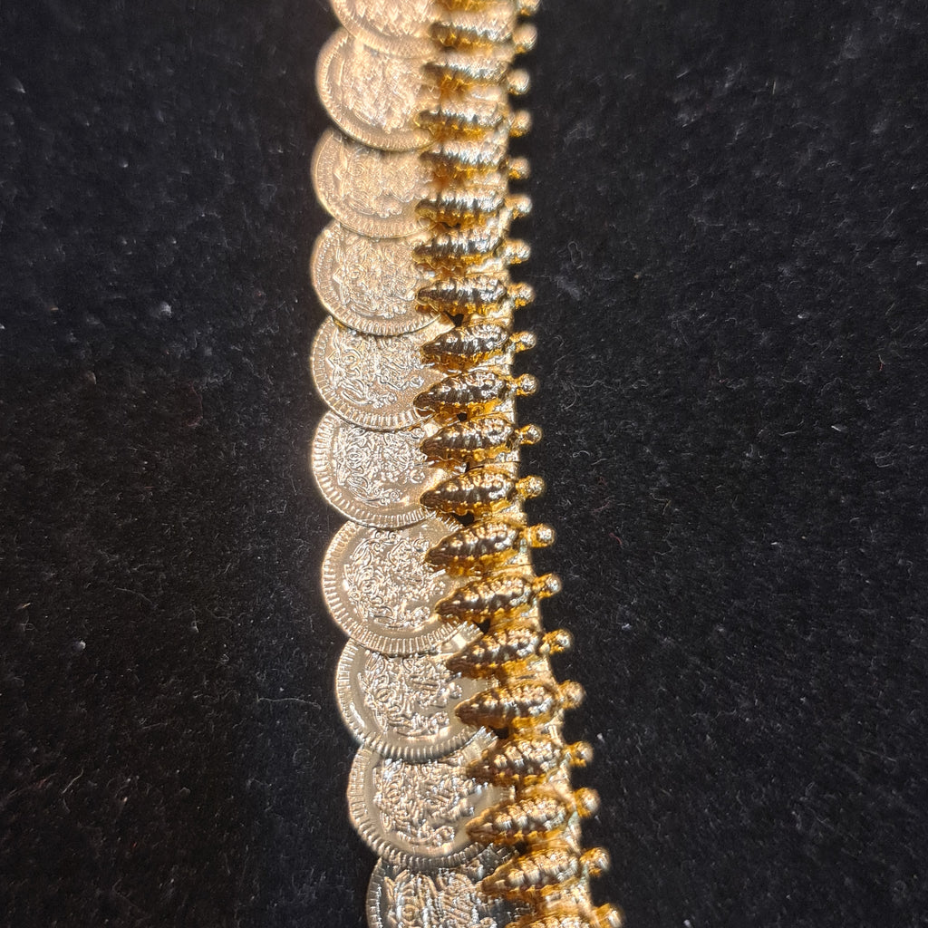 Diamond Peacock Pendant Gold Coin Chain Necklace - 30 Inches