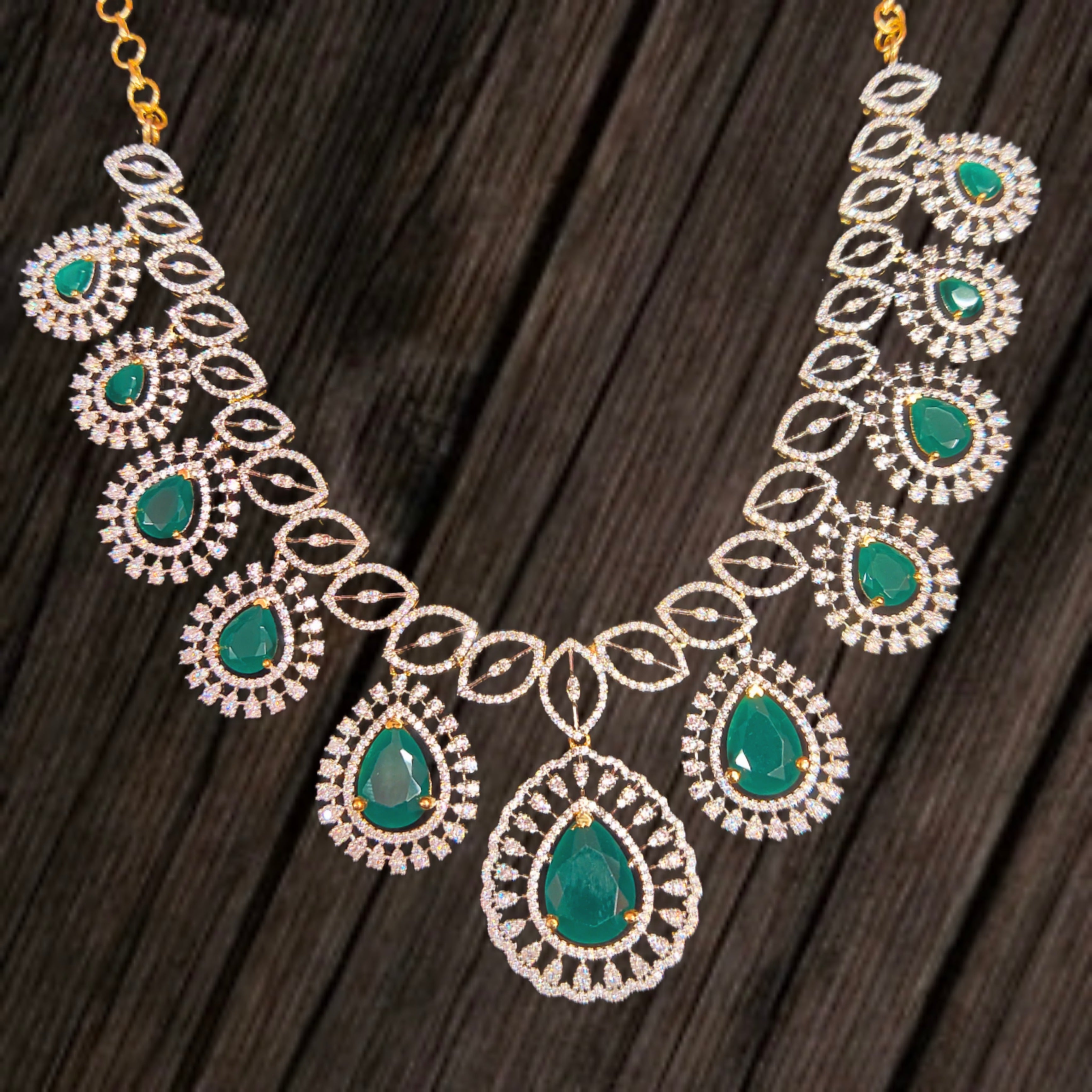 Fascinating American Diamond Necklace Set - Premium Bridal Jewellery