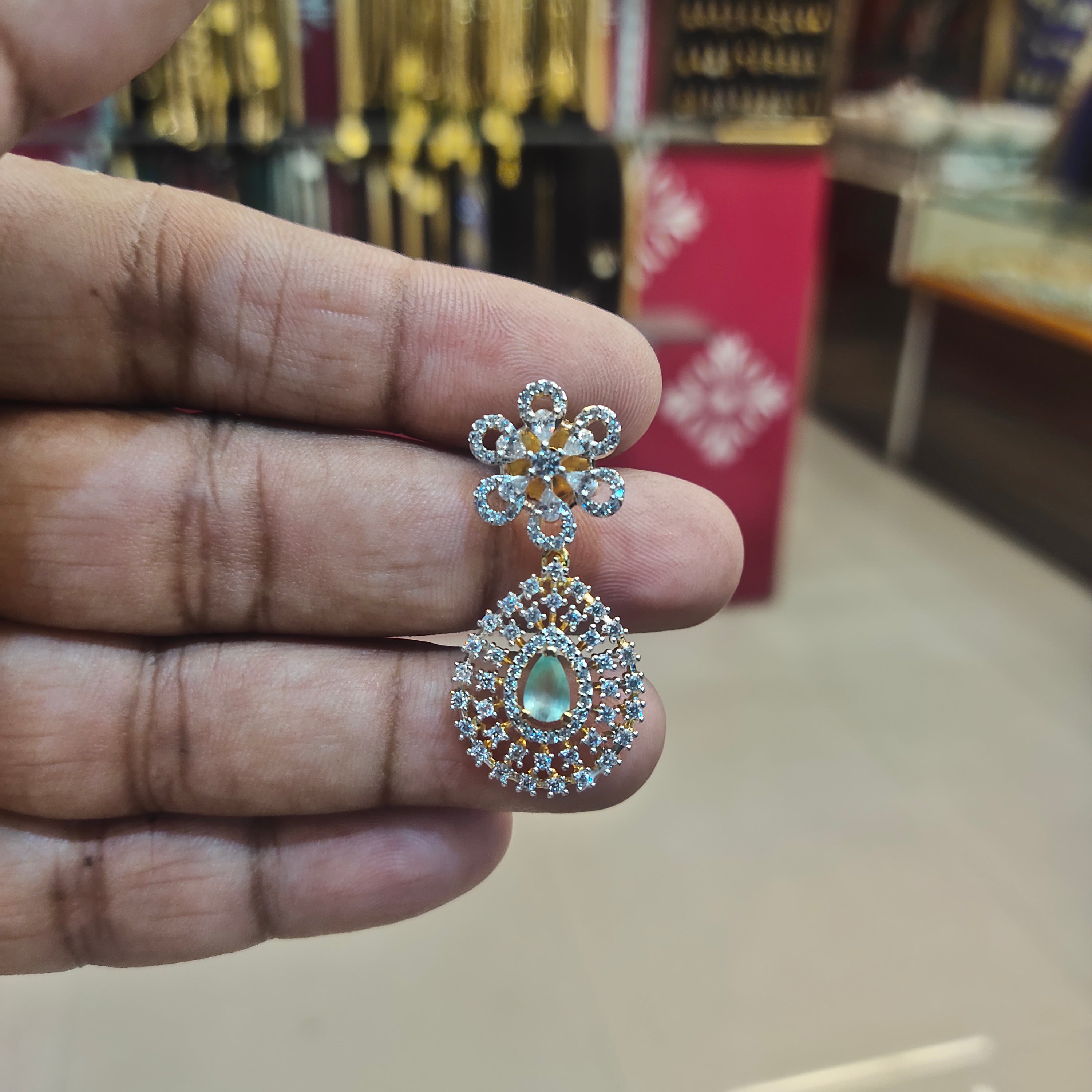 Asp Rhodium-Gold Zircon Drop Earrings