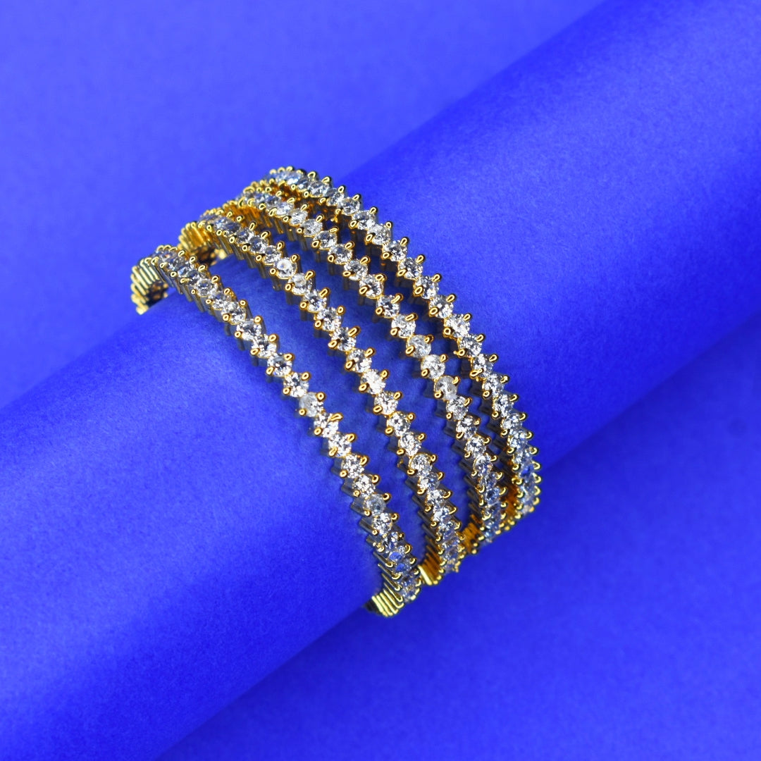 Sparkle & Shine: Luxury Gold-Plated American Diamond Baby Bangles for Girls