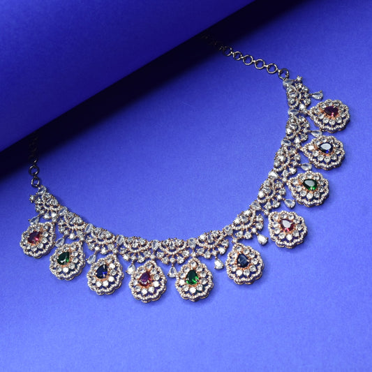 Rose Gold Plated Zircon Necklace Set By Asp Fashion Jewellery