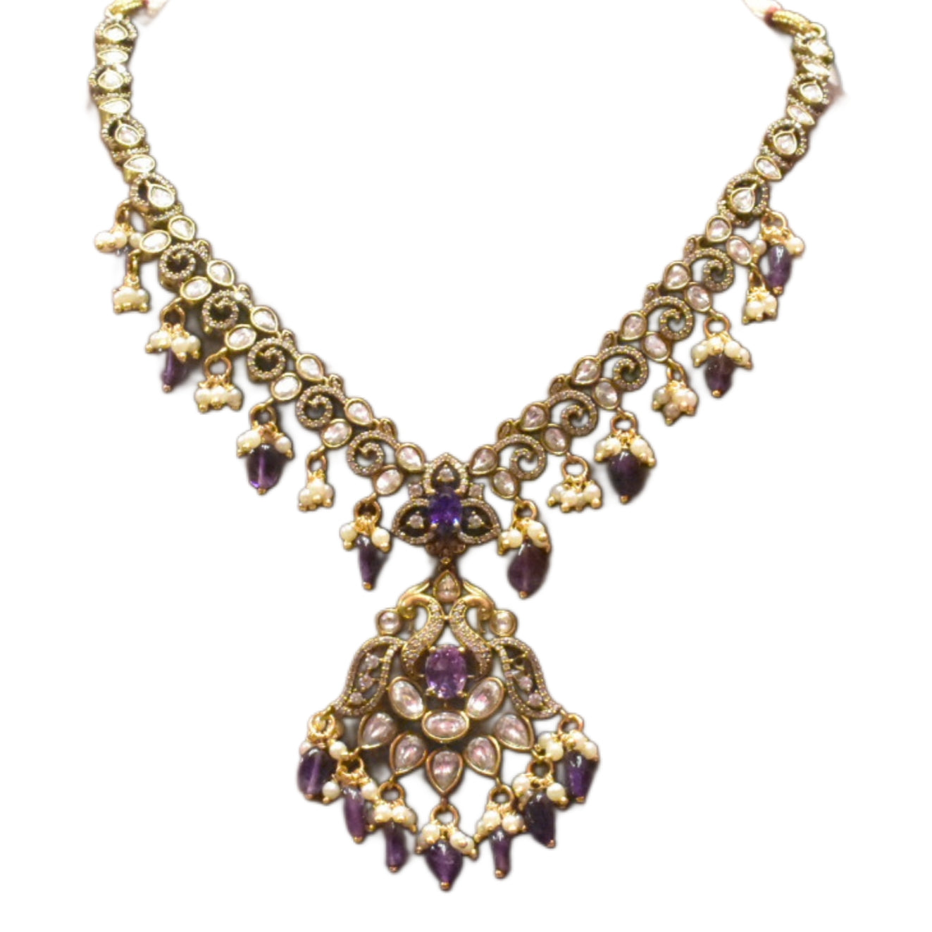Asp Purple Victorian Zircon Necklace Set