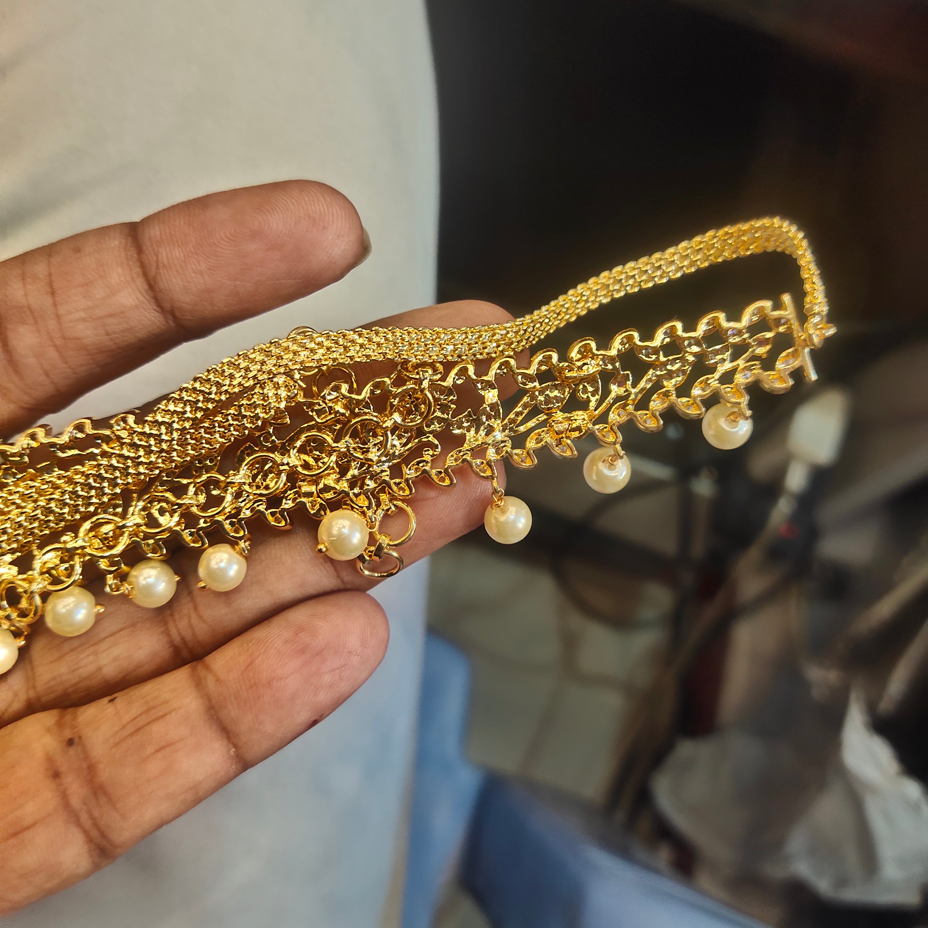 24K Gold Plated Zircon Chain Vaddanam