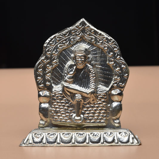 "Crafting Reverence: The Majestic Radiance of Pure Silver Sai Baba Idol"