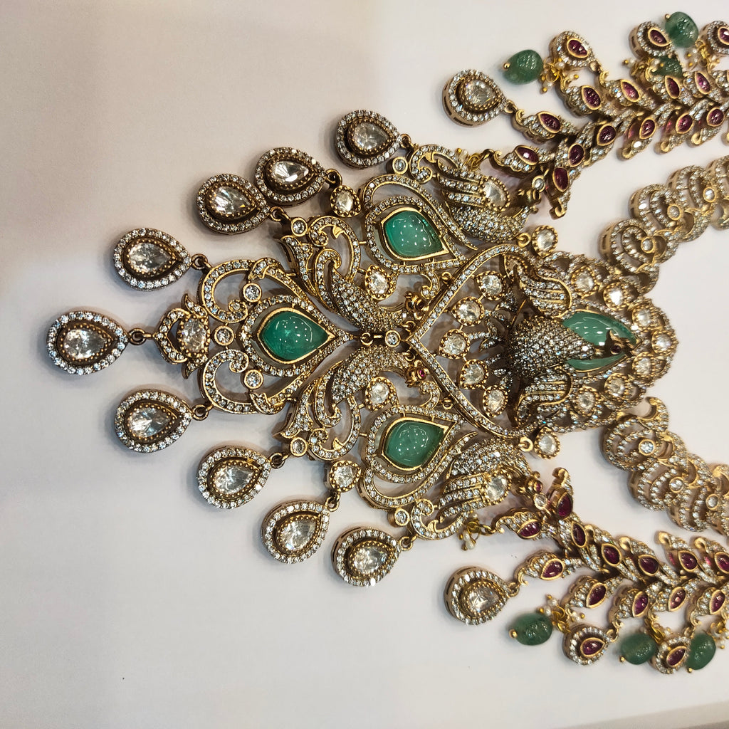 Asp Victorian Green Kundan Double-Layered Necklace