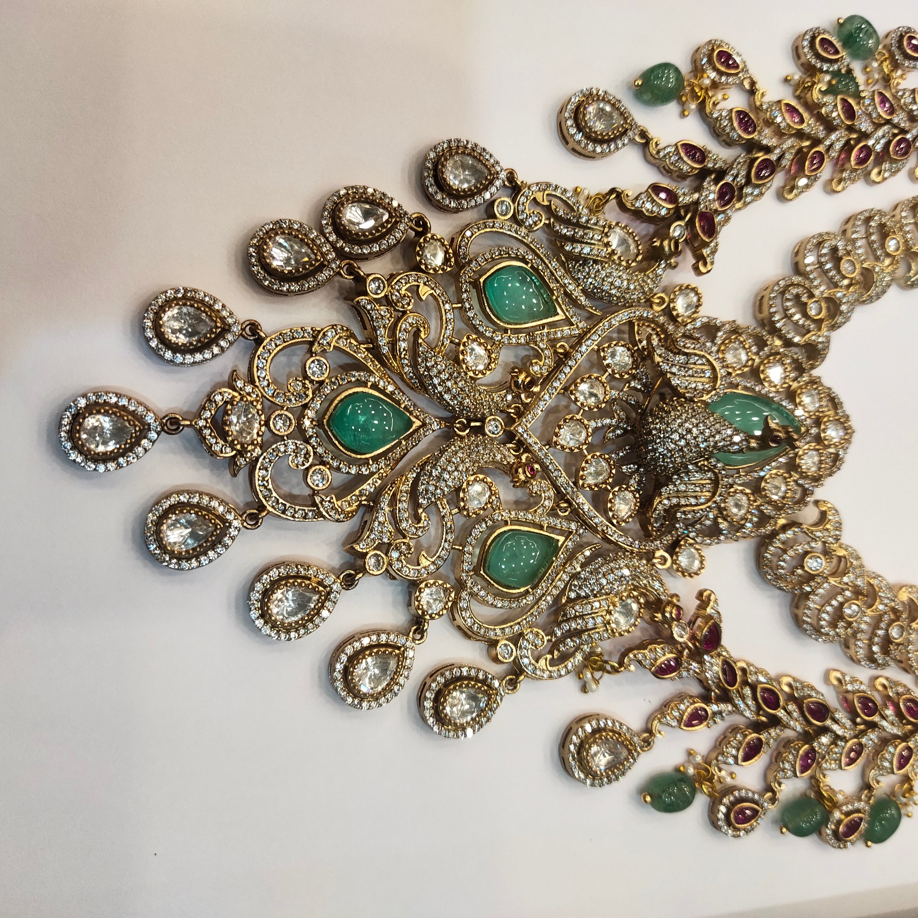 Asp Victorian Green Kundan Double-Layered Necklace