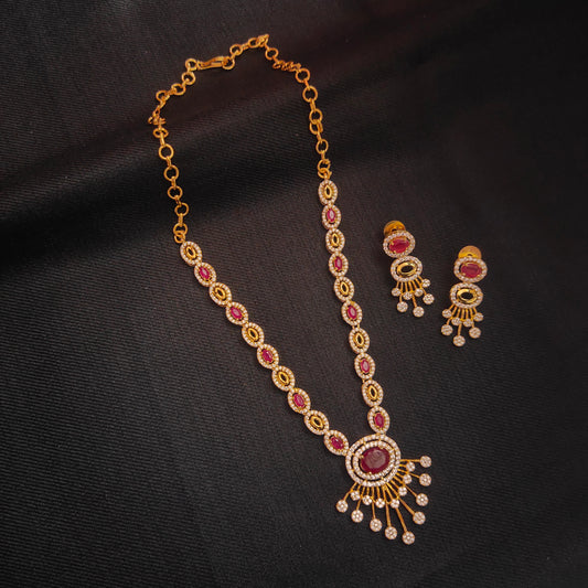 "Glimmering Opulence: The Exquisite Designer Zircon Necklace and Earrings Set by Asp Fashion Jewellery"
