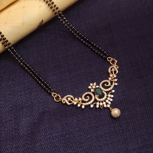 "Radiant Elegance: The Luxurious Gold-Plated American Diamond Mangalsutra"