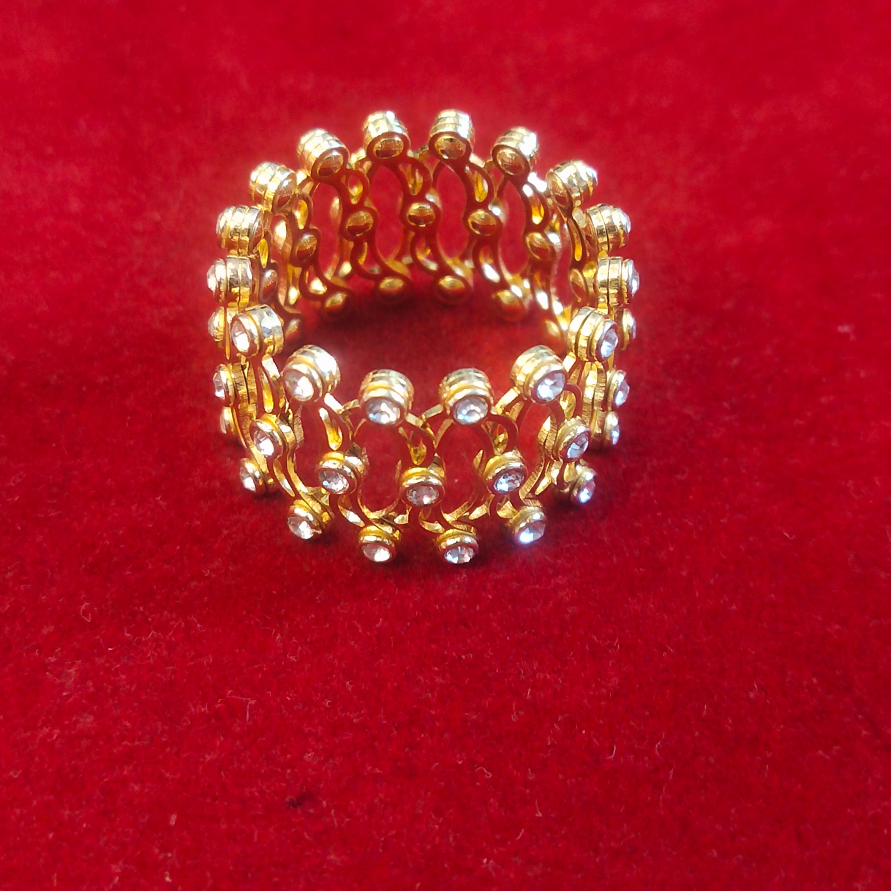 2-in-1 Gold Crystal Ring & Bangle Bracelet | Convertible Fashion Jewelry