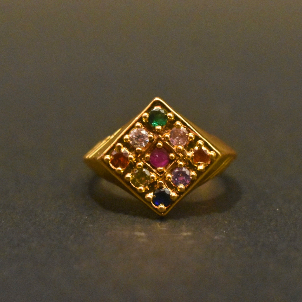 24K Gold Plated Navratna Ring for Men
