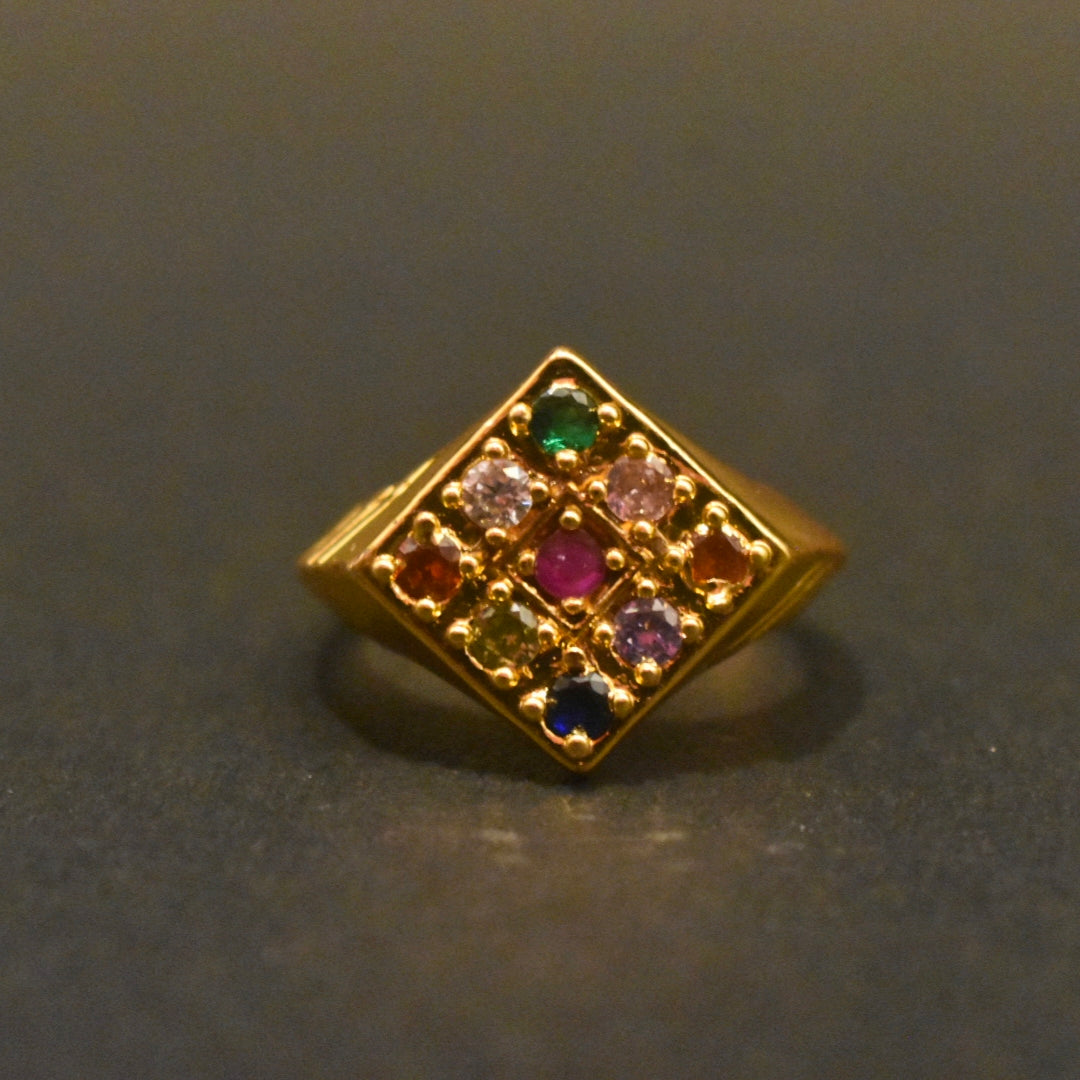 24K Gold Plated Navratna Ring for Men