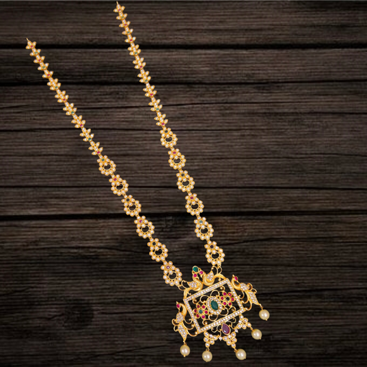 Antique Cz Long Necklace Set By Asp Fashion Jewellery