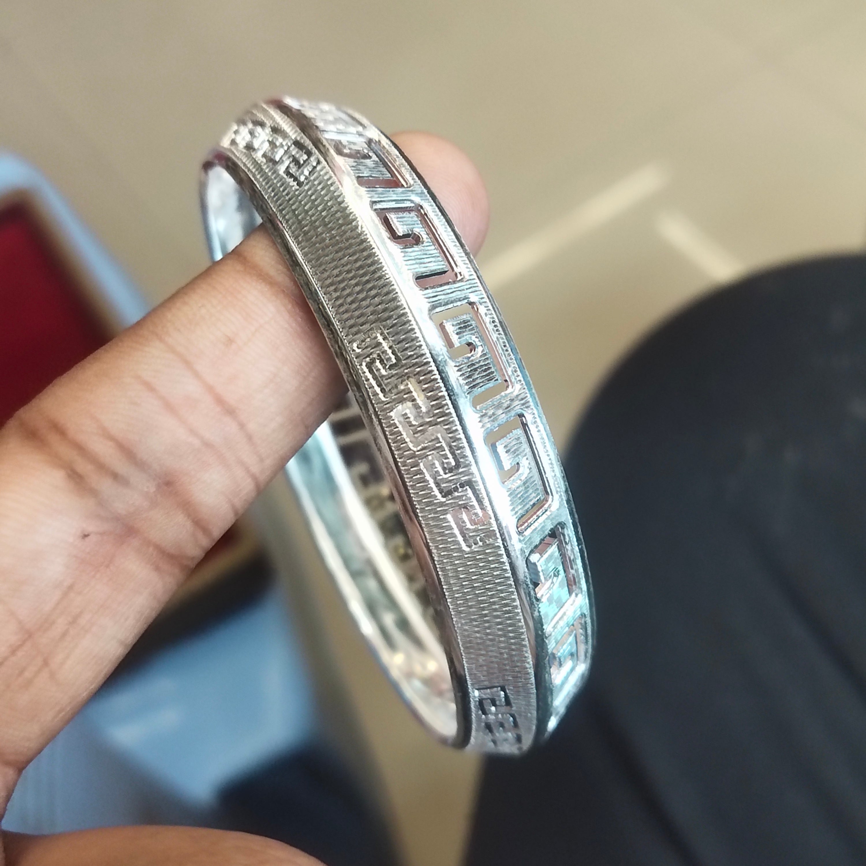 Cutting Kada Silver Bangle for Men - Size 2.10