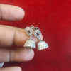 Silver CZ Flower Stud Jhumka Earrings | American Diamond Jhumki