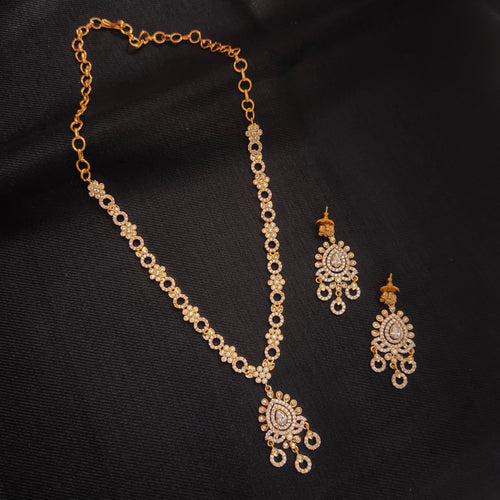 24K Gold Plated CZ Necklace Set with Earrings - Sparkling Cubic Zirconia Jewelry