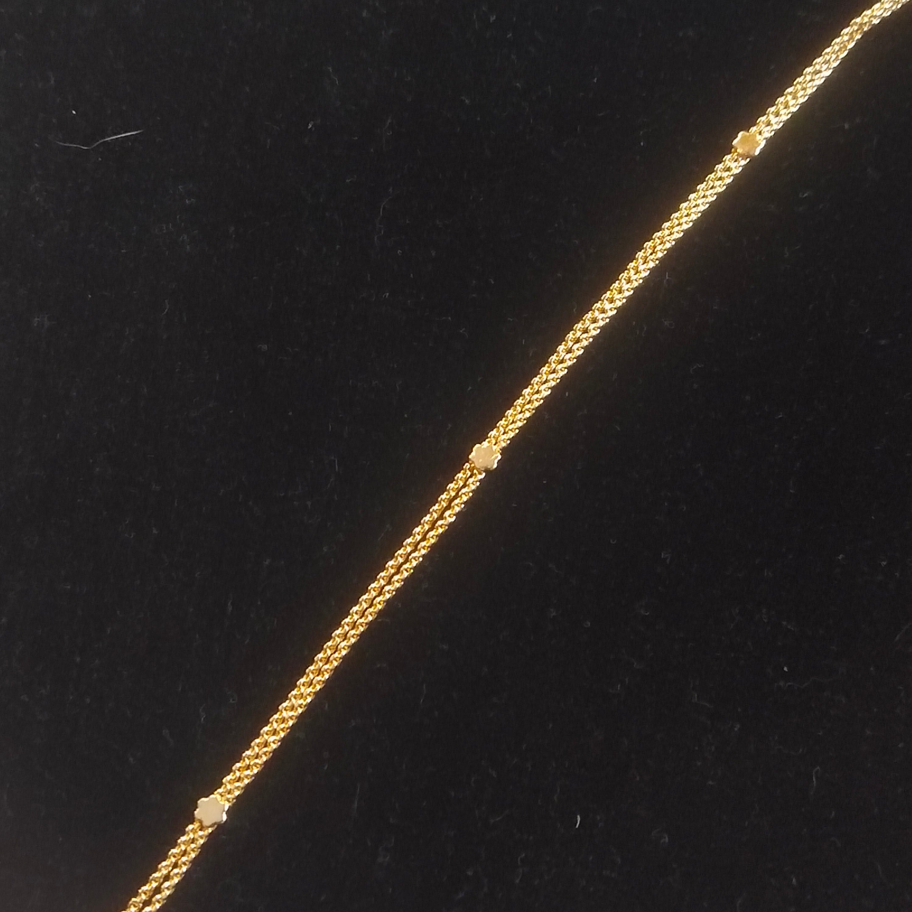 Double Layer Gold Chain Necklace with Bead Accents