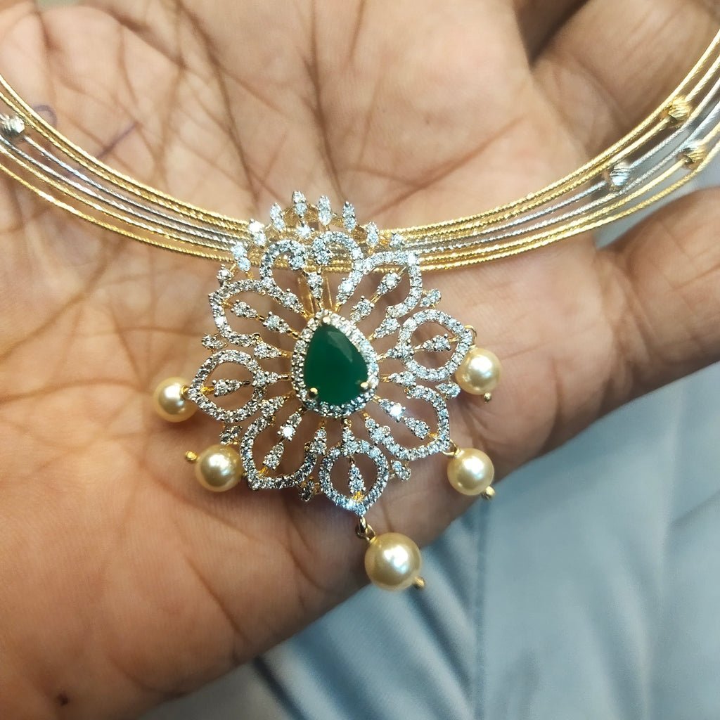 925 Sterling Silver Hallmarked Blossom Kante with Diamond Replica Pendant & Matching Studs