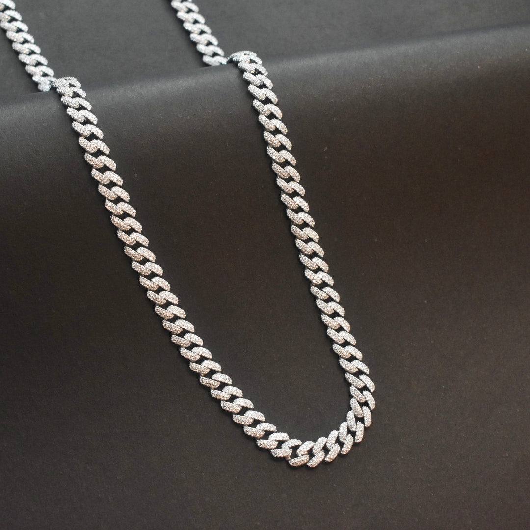 Asp 925 Silver Cuban Zircon Chain For Men
