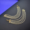 Asp Gold Plated Simple Rice Pearl 3/5 Line Earchain Set