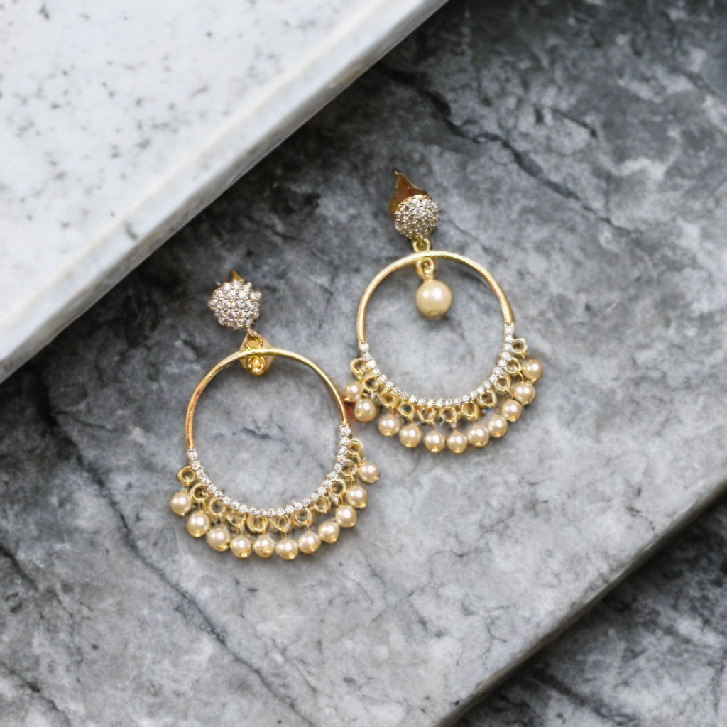 Zircon Diamond Replica Chandbali Earrings