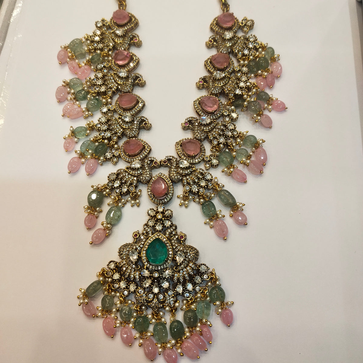 Asp Victorian Pink Zircon & Kundan Necklace Set