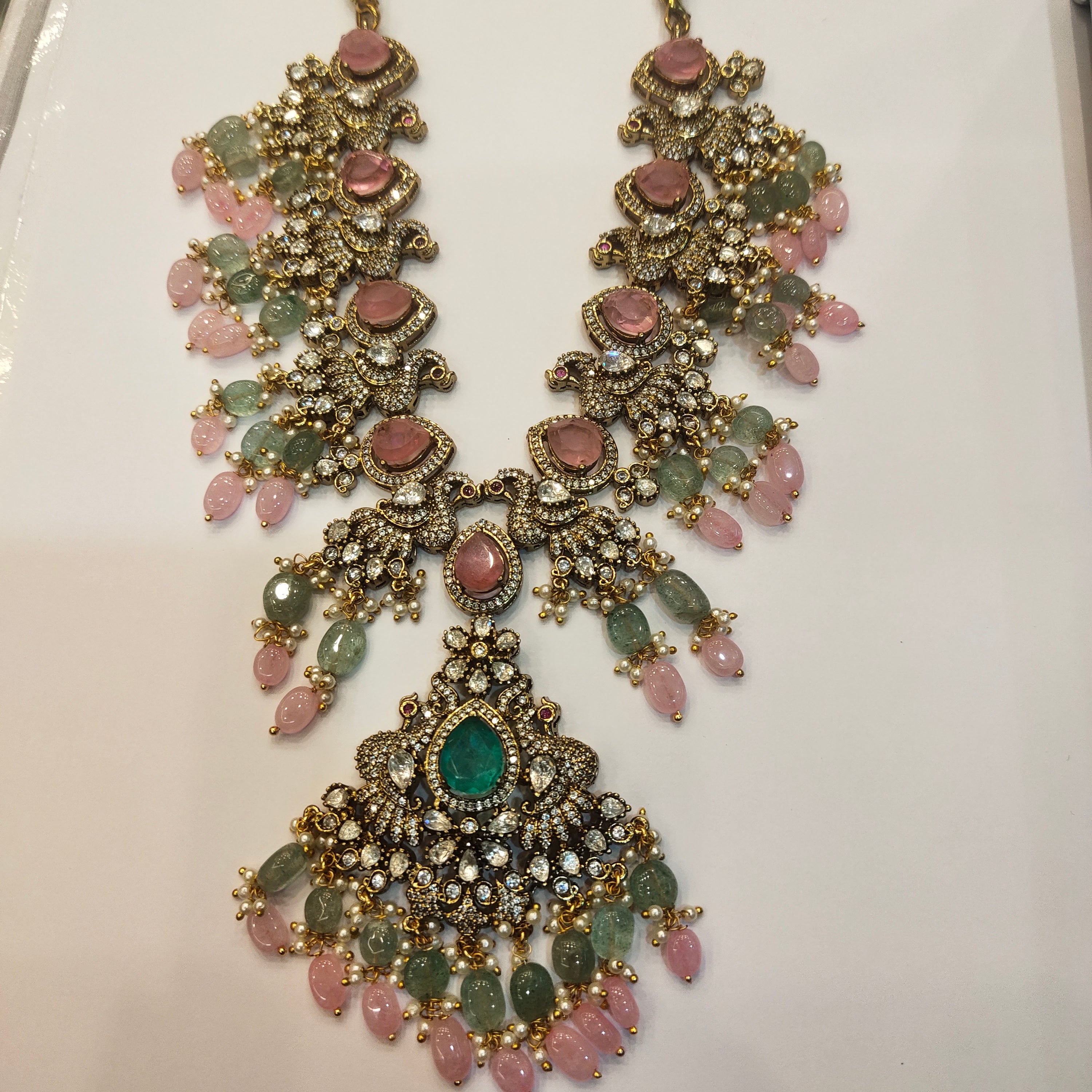 Asp Victorian Pink Zircon & Kundan Necklace Set