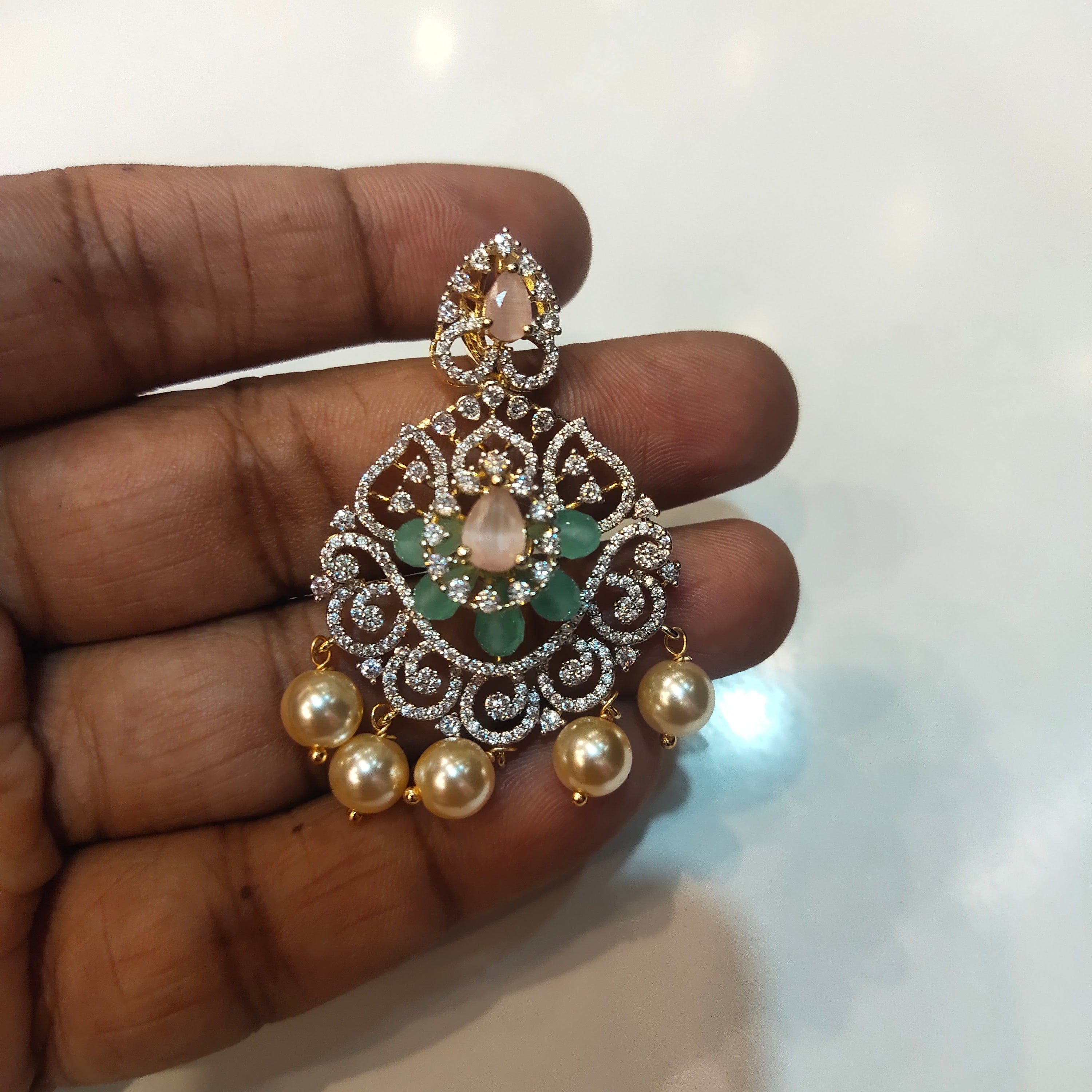 Zircon Black Thread Kanti Necklace Set | Rhodium Gold Plated Choker