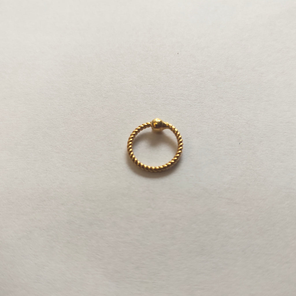 18K Gold Braided Wire Nose Ring - Elegant Minimalist