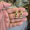 Polki CZ Teardrop Mango Studs | Ruby & Emerald | Flower Top, Pearl Drops | Push Back